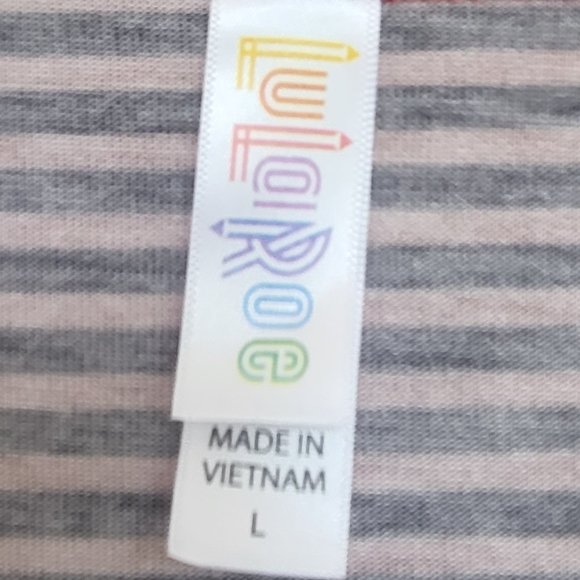 EUC LuLaRoe Perfect T Large - Pink & Black Stripes - Picture 5 of 6